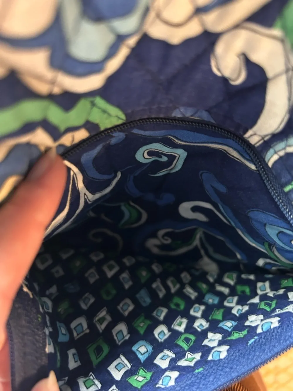 Vera Bradley Mini Backpack -Mediterranean Blue- Quilted Cotton Travel Bag - Picture 10 of 14